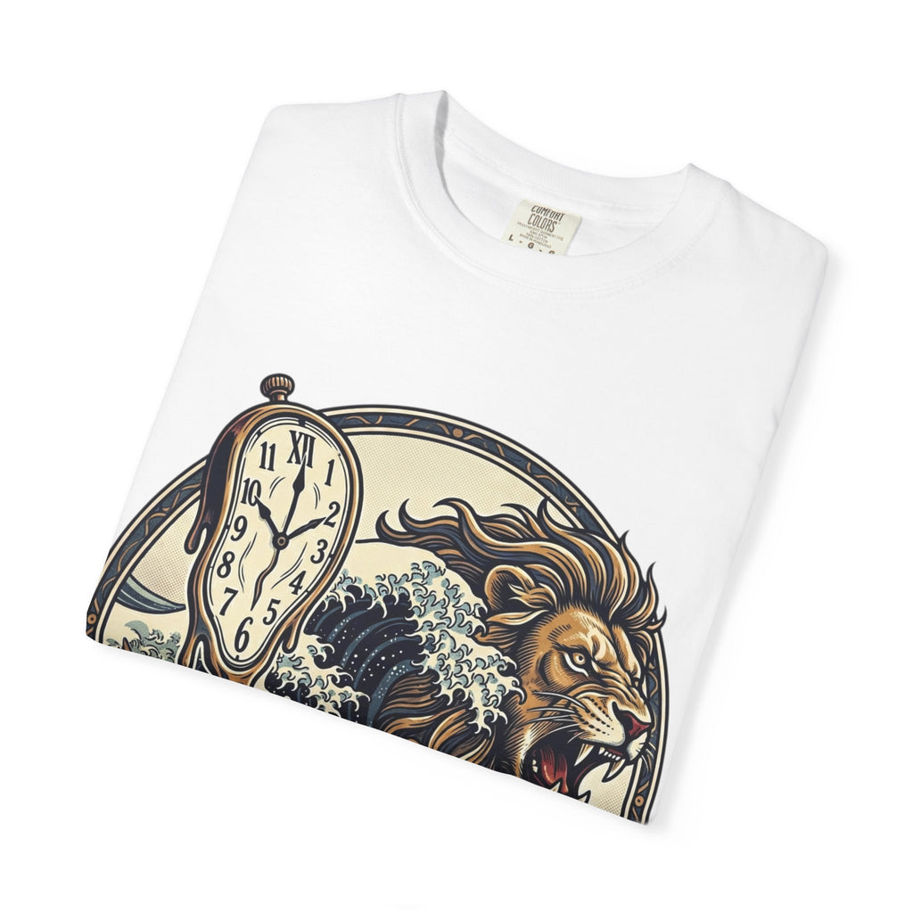 Lion Wave T-Shirt — Surreal Melting Clock Graphic Tee